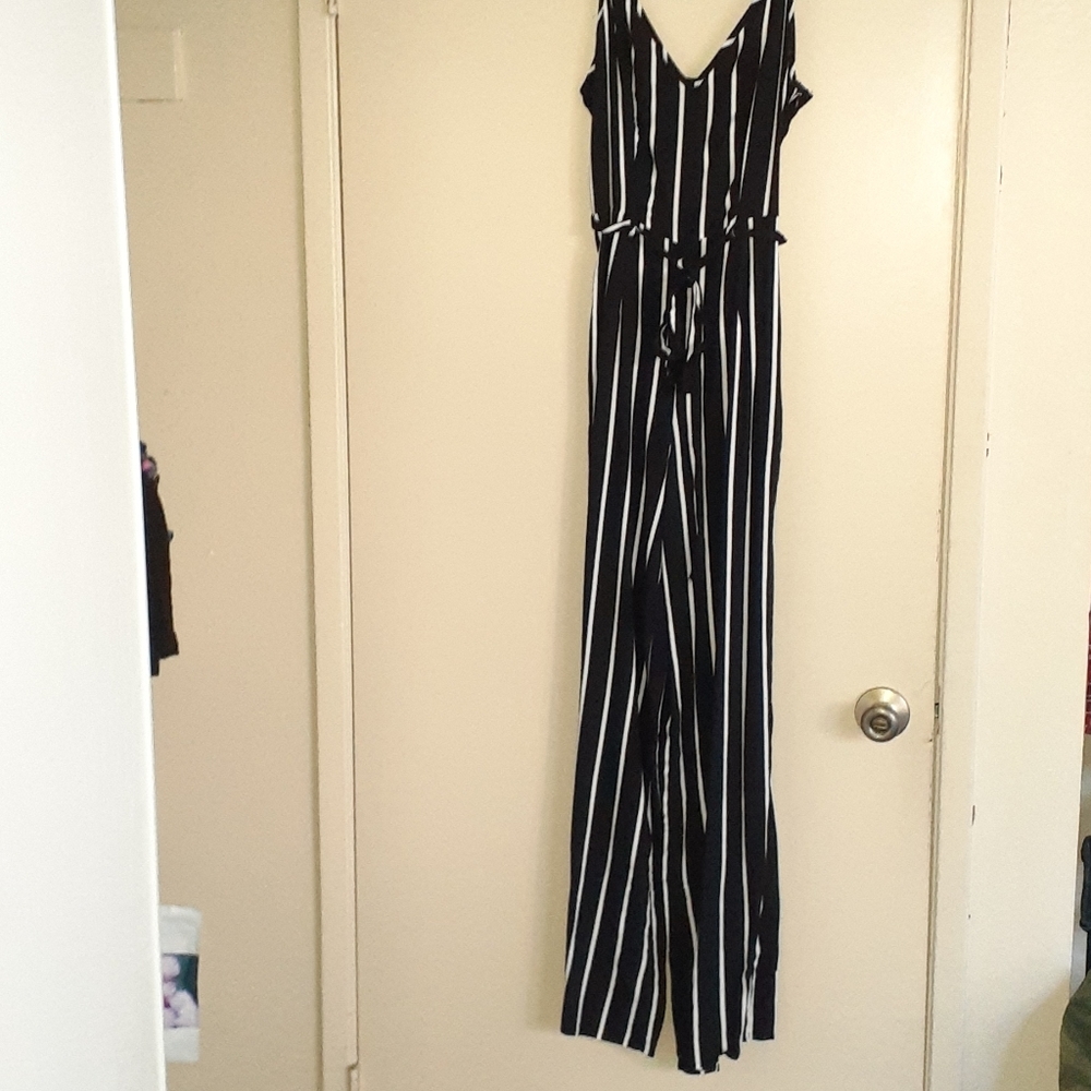 Black and white stripped jumpsuit